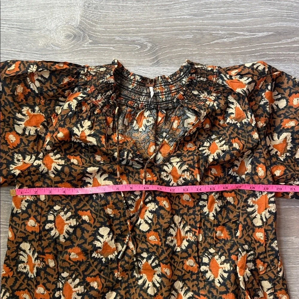 Free People Willow Print Puff Sleeve Blouse Small